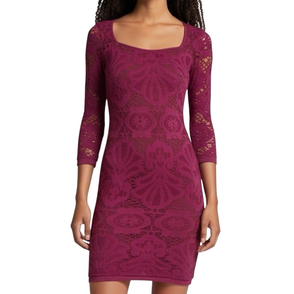 NEW Free People Berry Blush Stretch Lace Bodycon Night Out Party Dress SZ M/L